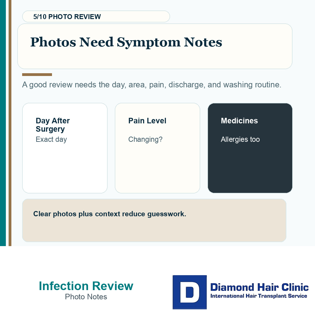 Infection warning carousel slide 5 explaining photo notes for review