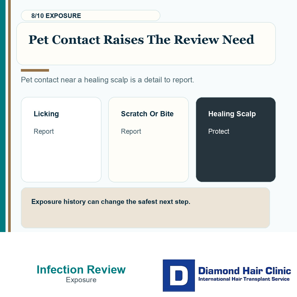 Infection warning carousel slide 8 explaining pet contact risk review