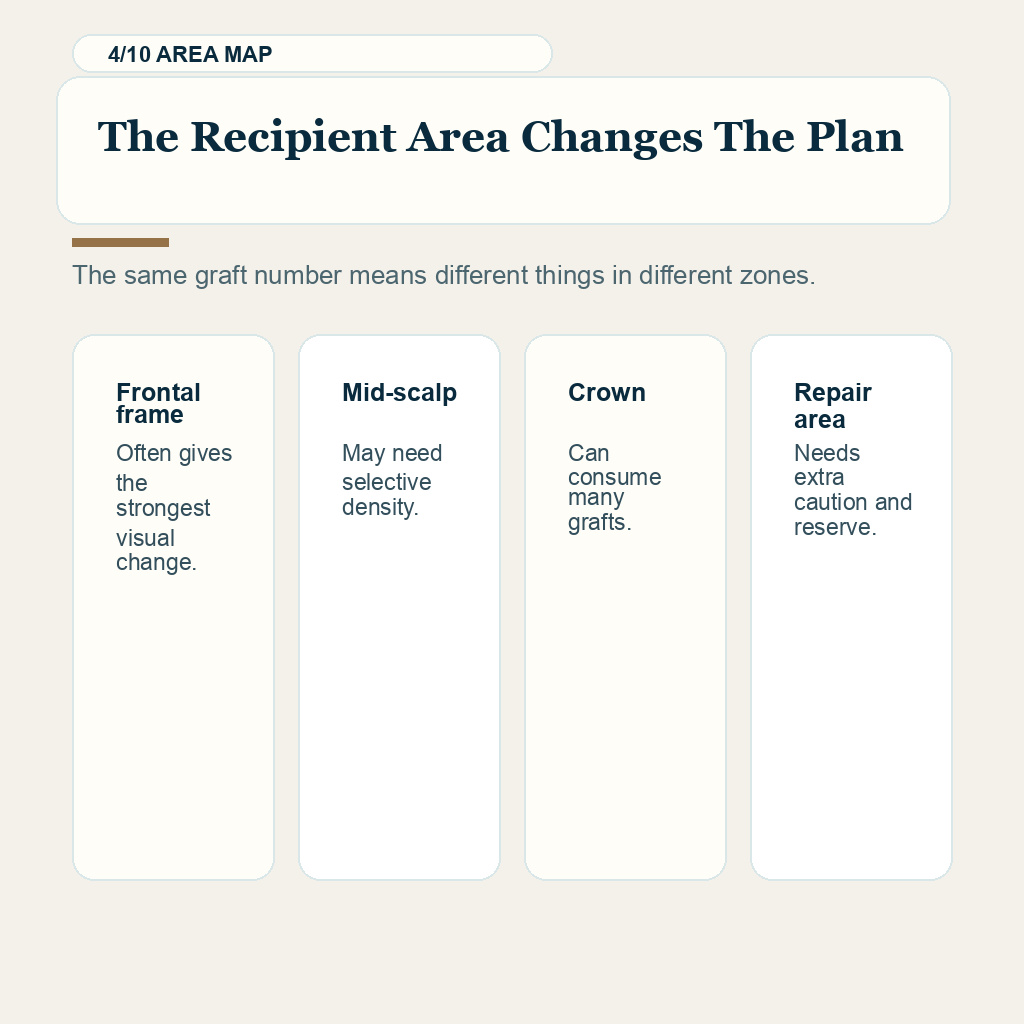 Slide explaining how the recipient area changes the surgical plan
