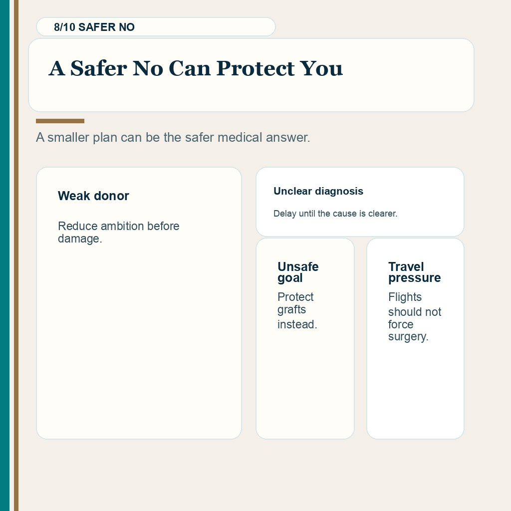 Slide explaining when reducing or declining surgery can protect the patient