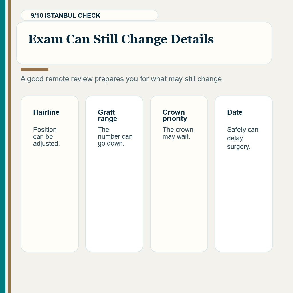 Slide explaining that the Istanbul examination can still change plan details