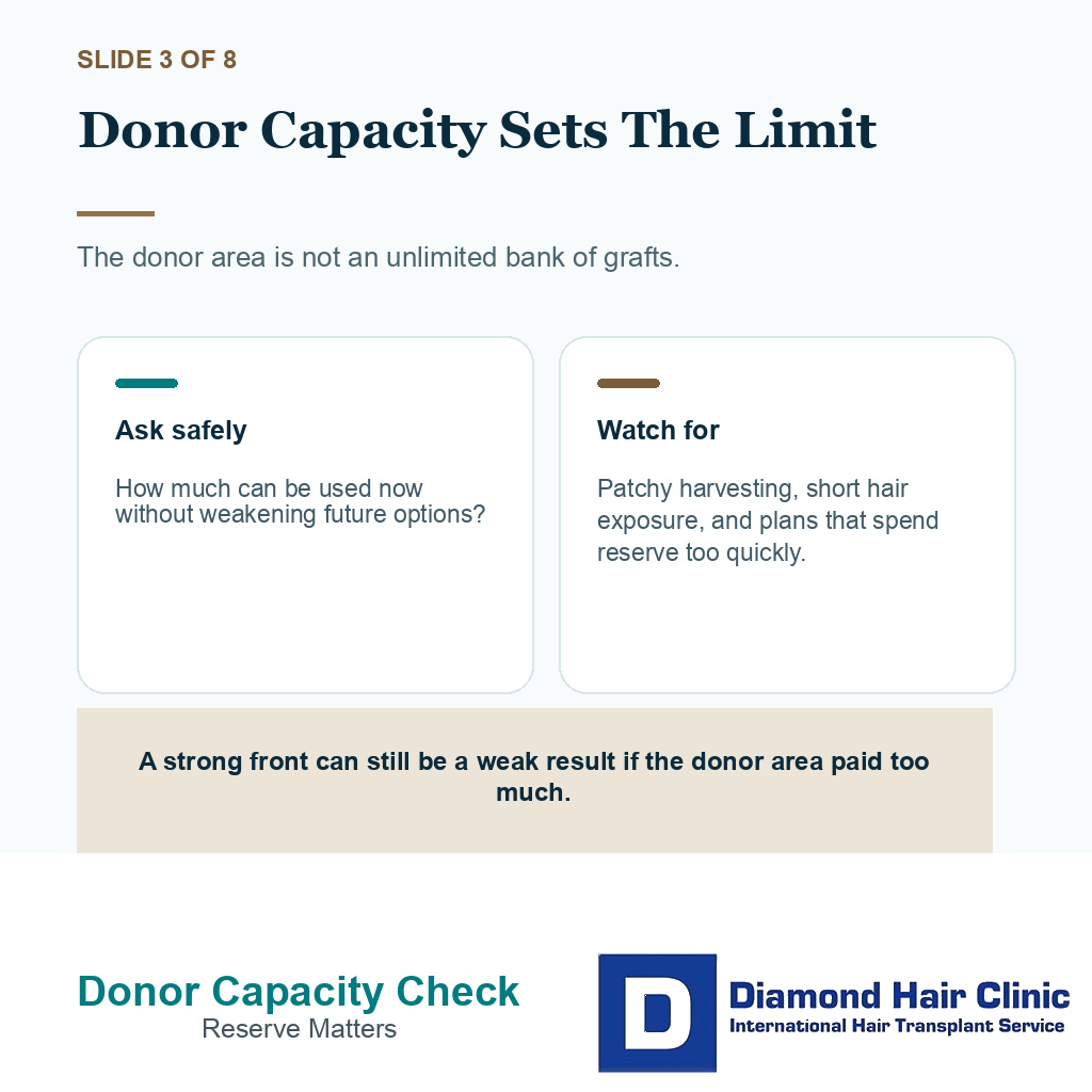 Result review slide about donor capacity and safe graft planning