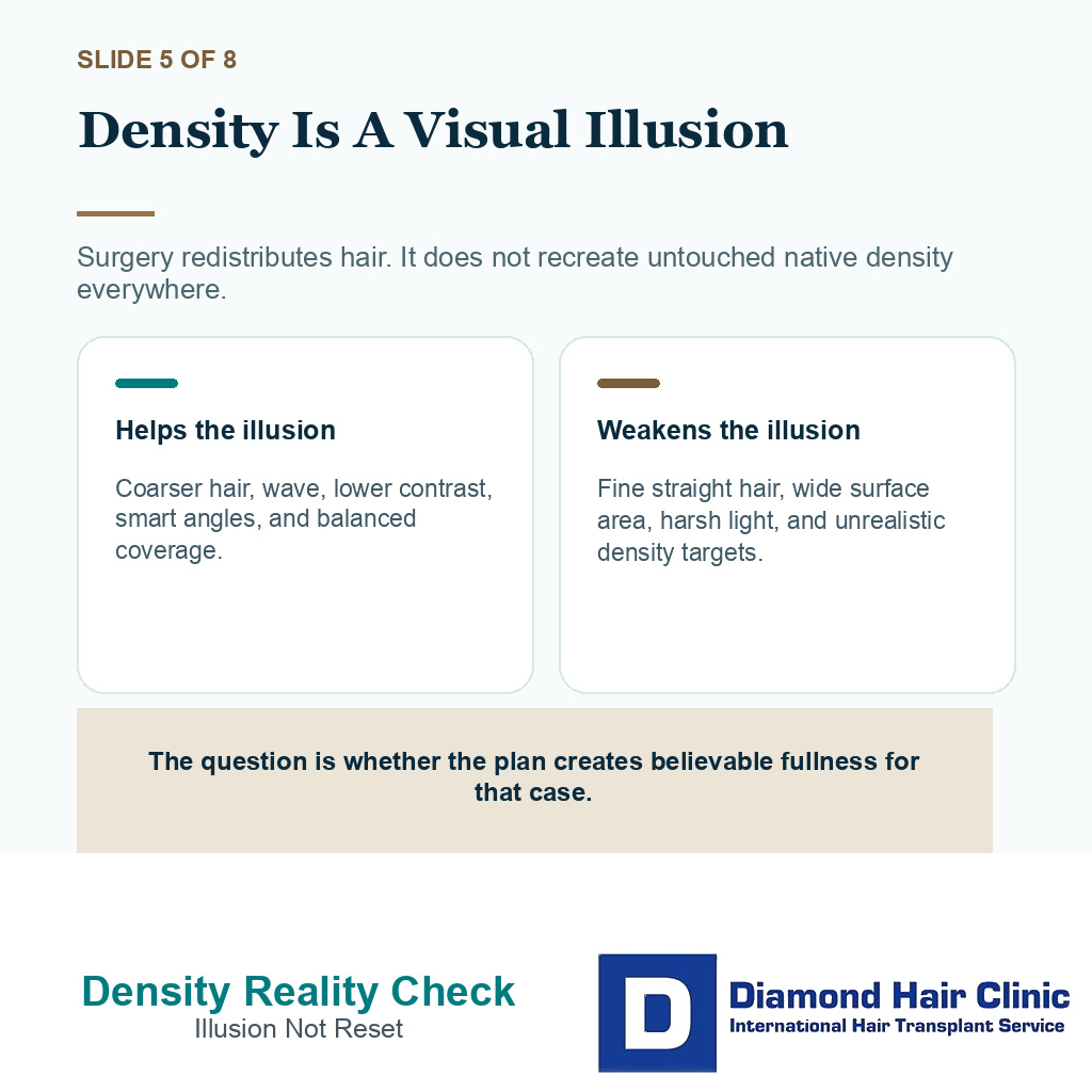 Result review slide about cosmetic density after hair transplant