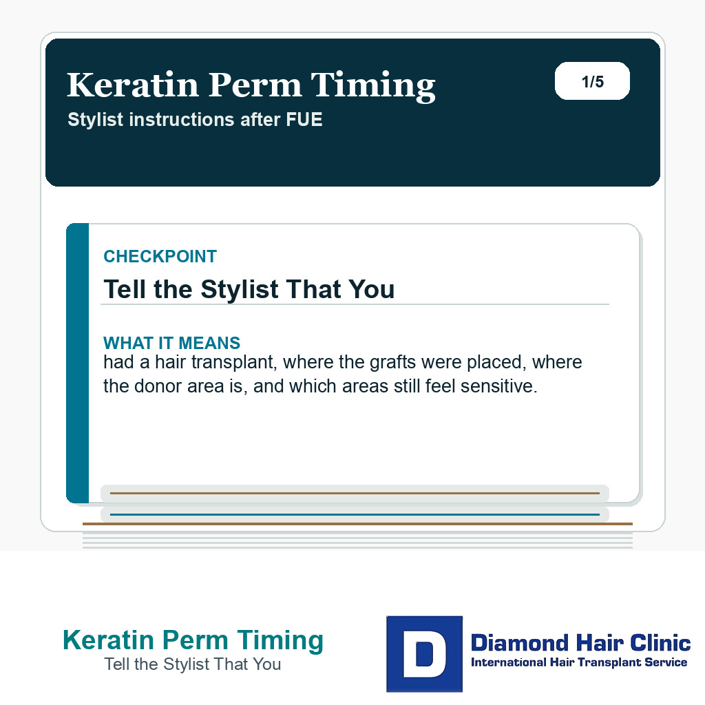Keratin Perm Timing carousel slide about tell the stylist that you