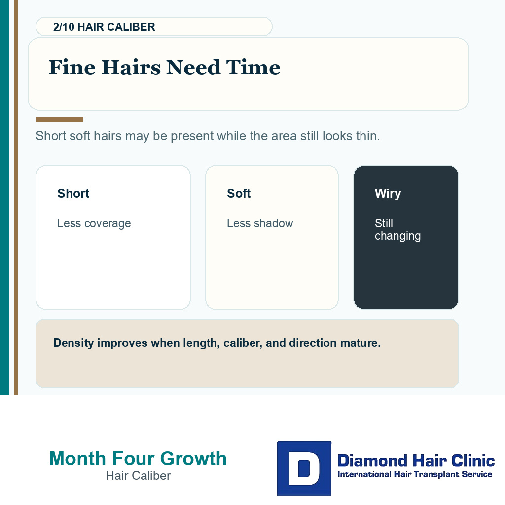 Month four density carousel slide 2 explaining fine hairs need time