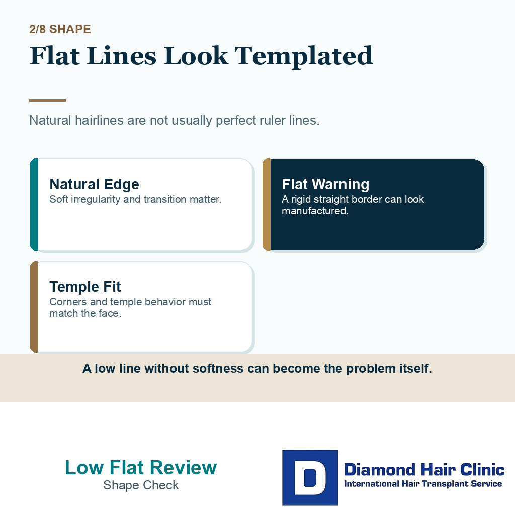 Low flat hairlines carousel slide 2 explaining why flat lines can look templated