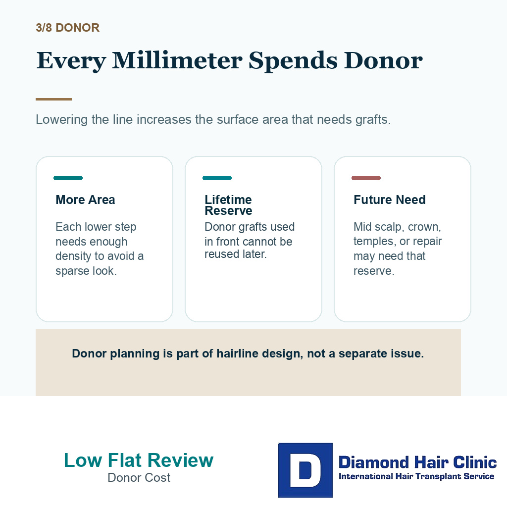 Low flat hairlines carousel slide 3 explaining every millimeter spends donor