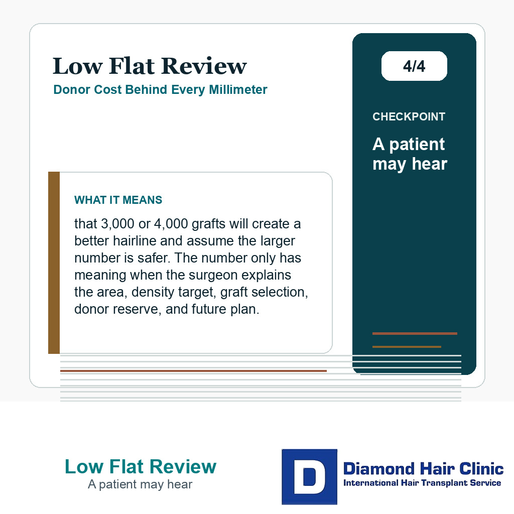 Low Flat Review carousel slide about a patient may hear