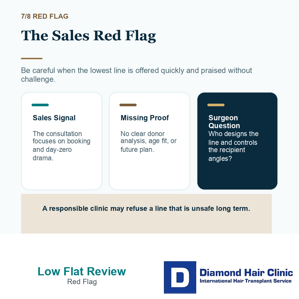 Low flat hairlines carousel slide 7 explaining the sales red flag