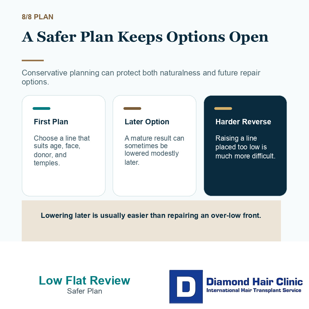 Low flat hairlines carousel slide 8 explaining a safer plan keeps options open