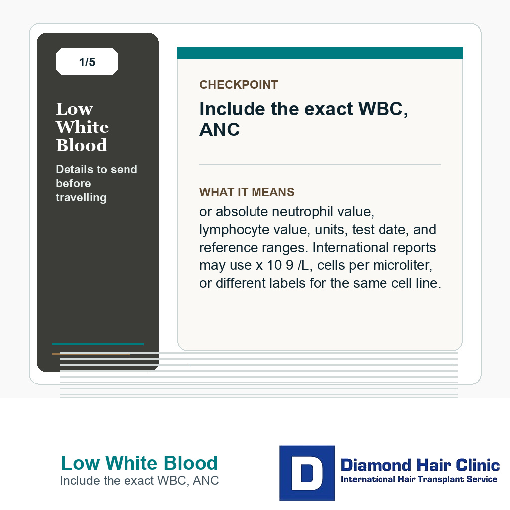 Low White Blood carousel slide about include the exact wbc, anc