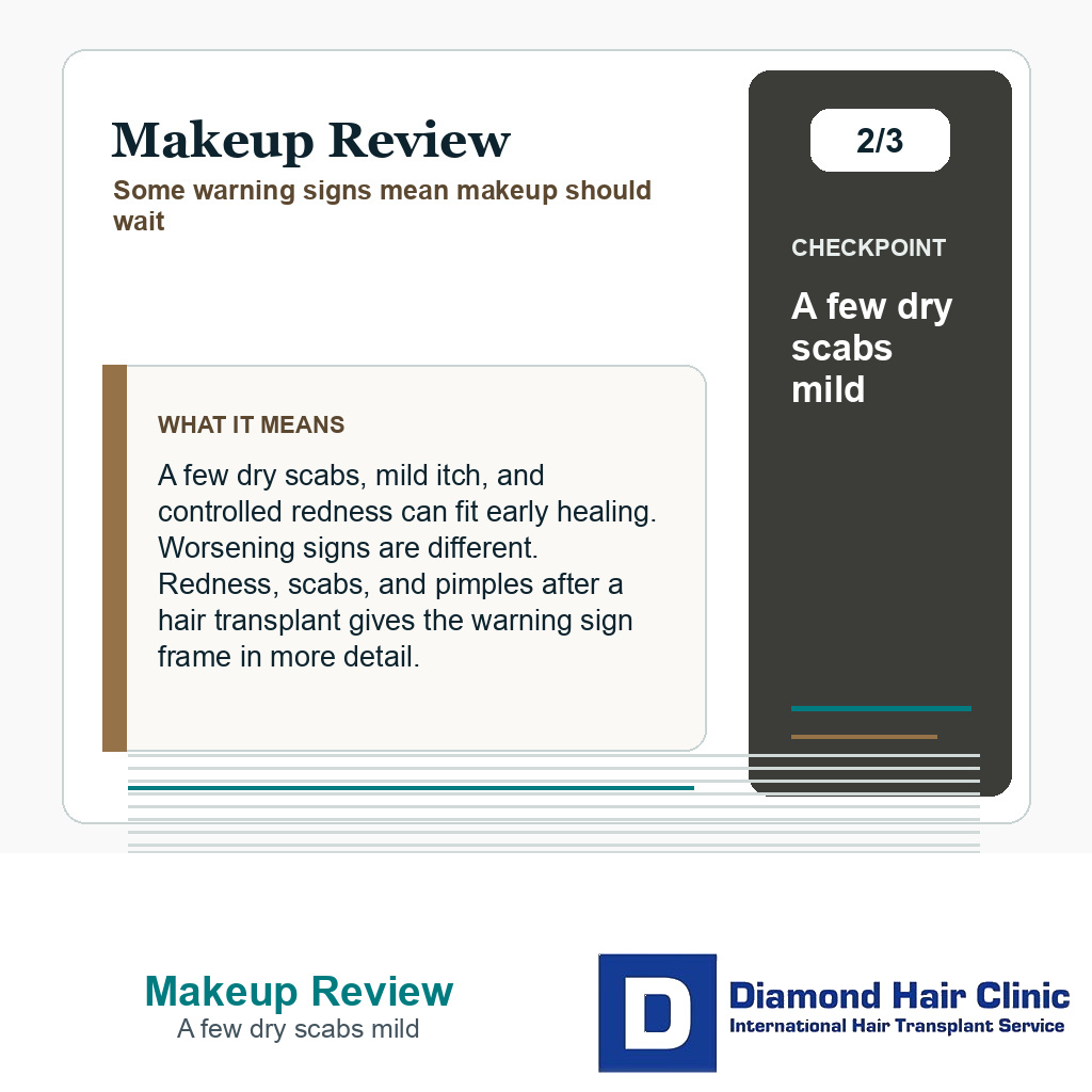 Makeup Review carousel slide about a few dry scabs mild