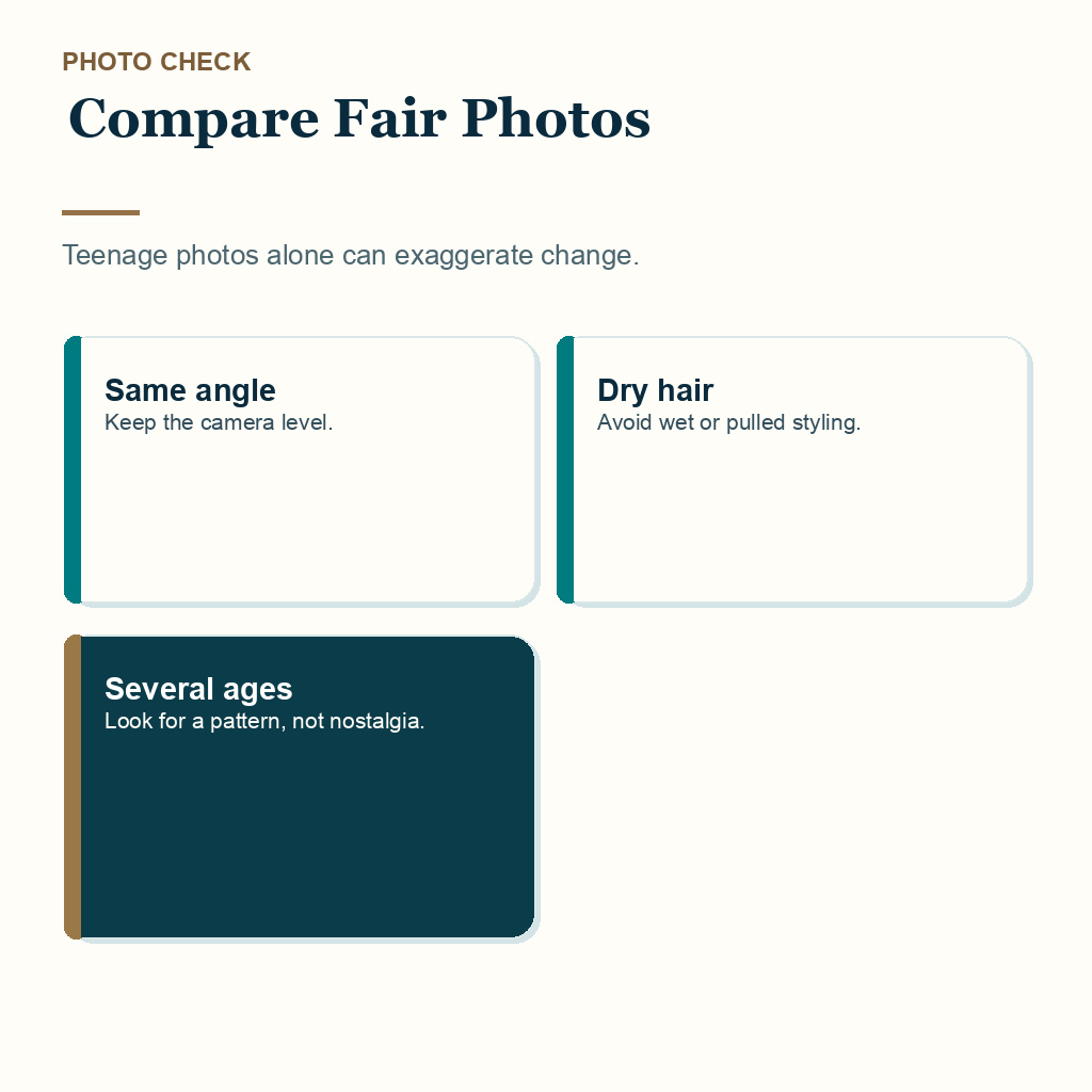 Mature hairline versus receding hairline slide 1 explaining compare fair photos before FUE planning