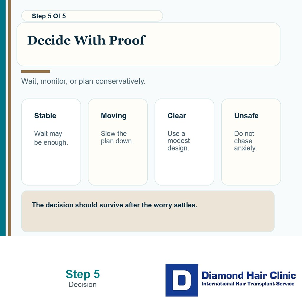 Carousel slide about deciding whether to wait or plan limited FUE