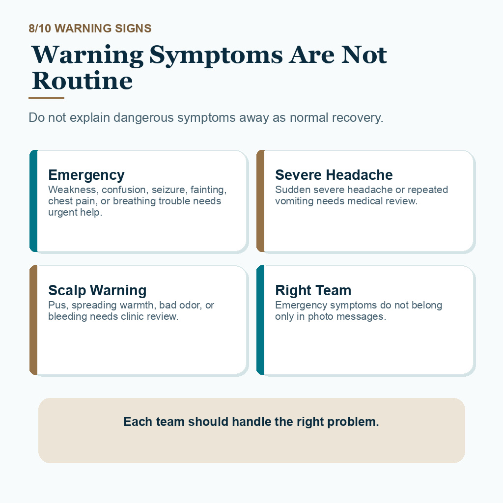 MRI and CT recovery carousel slide 8 about warning symptoms not routine recovery
