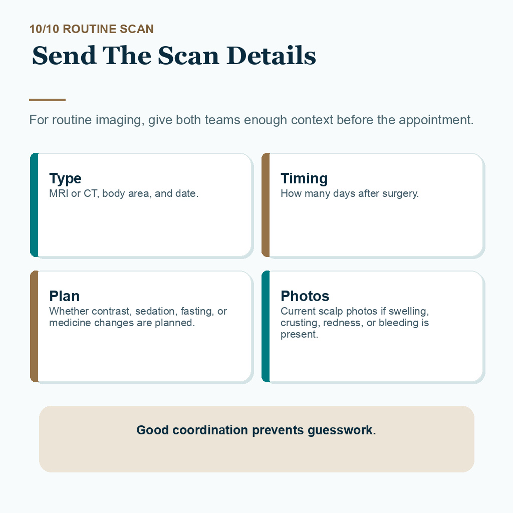 MRI and CT recovery carousel slide 10 about sending scan details before routine imaging