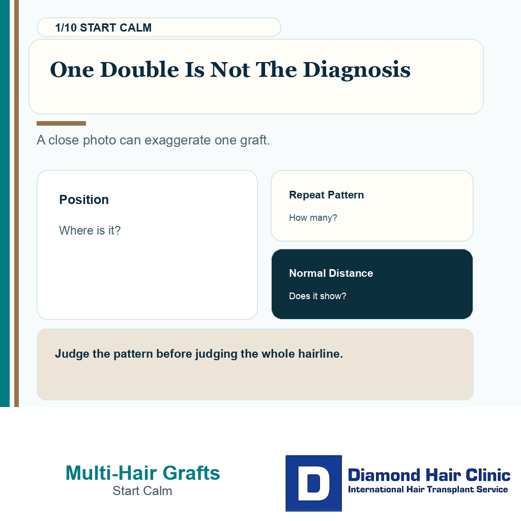 Multi hair graft hairline carousel slide 1 explaining one double is not the diagnosis