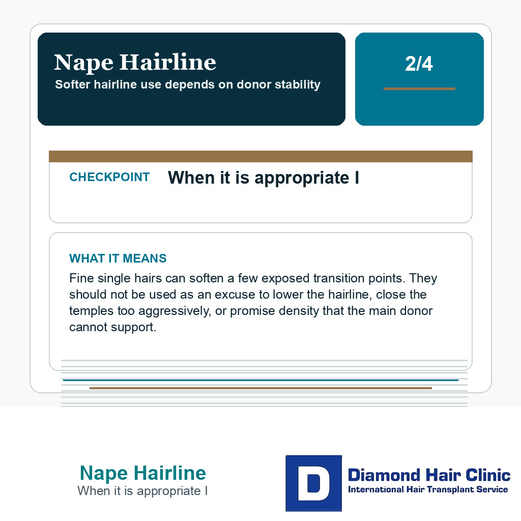 Nape hairline carousel slide showing when nape hair may be appropriate