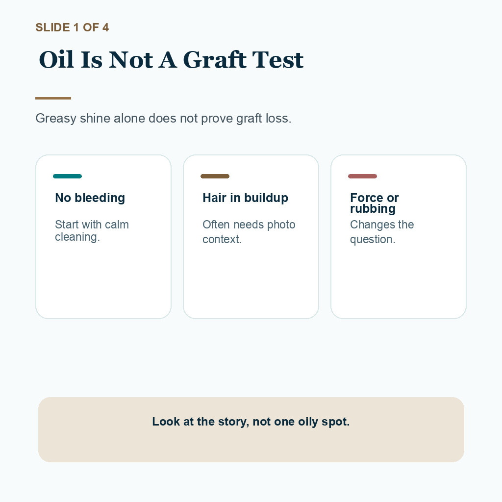 Diamond Hair Clinic support carousel slide 1 of 4 showing that oil is not a graft test