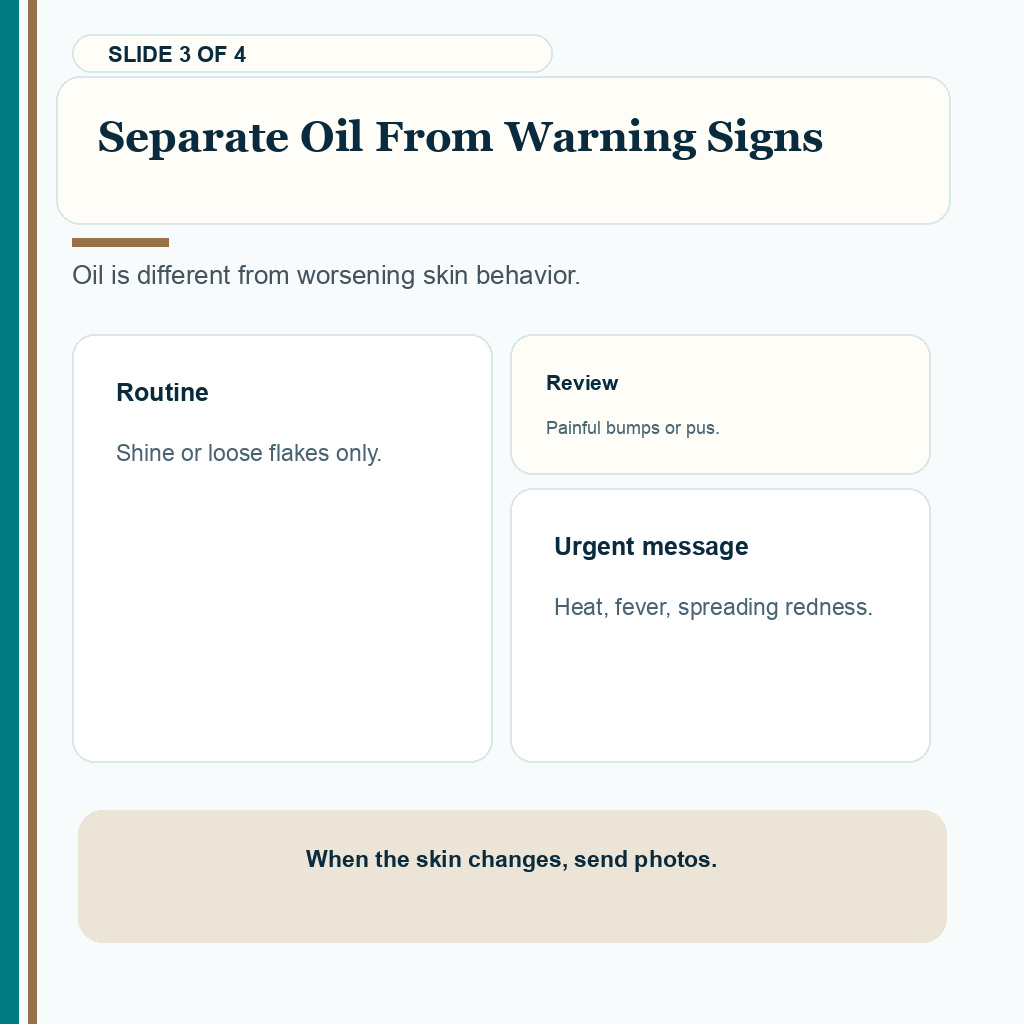 Diamond Hair Clinic support carousel slide 3 of 4 showing oil separate from warning signs