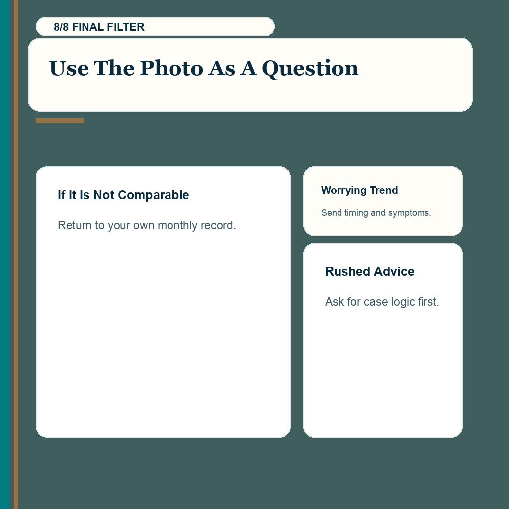 Online hair transplant photo proof carousel slide 8 explaining how to use comparison photos as questions