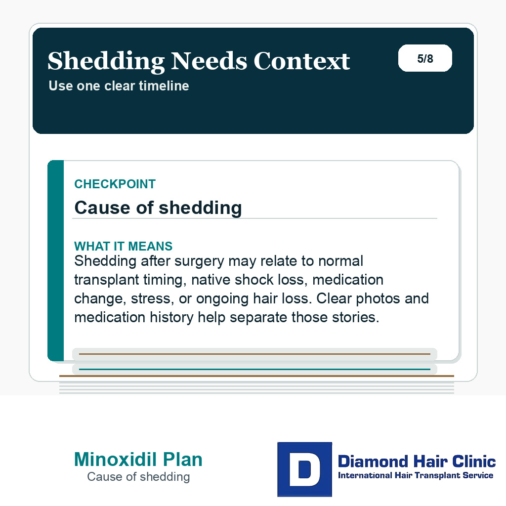 Oral minoxidil slide about interpreting shedding after hair transplant.