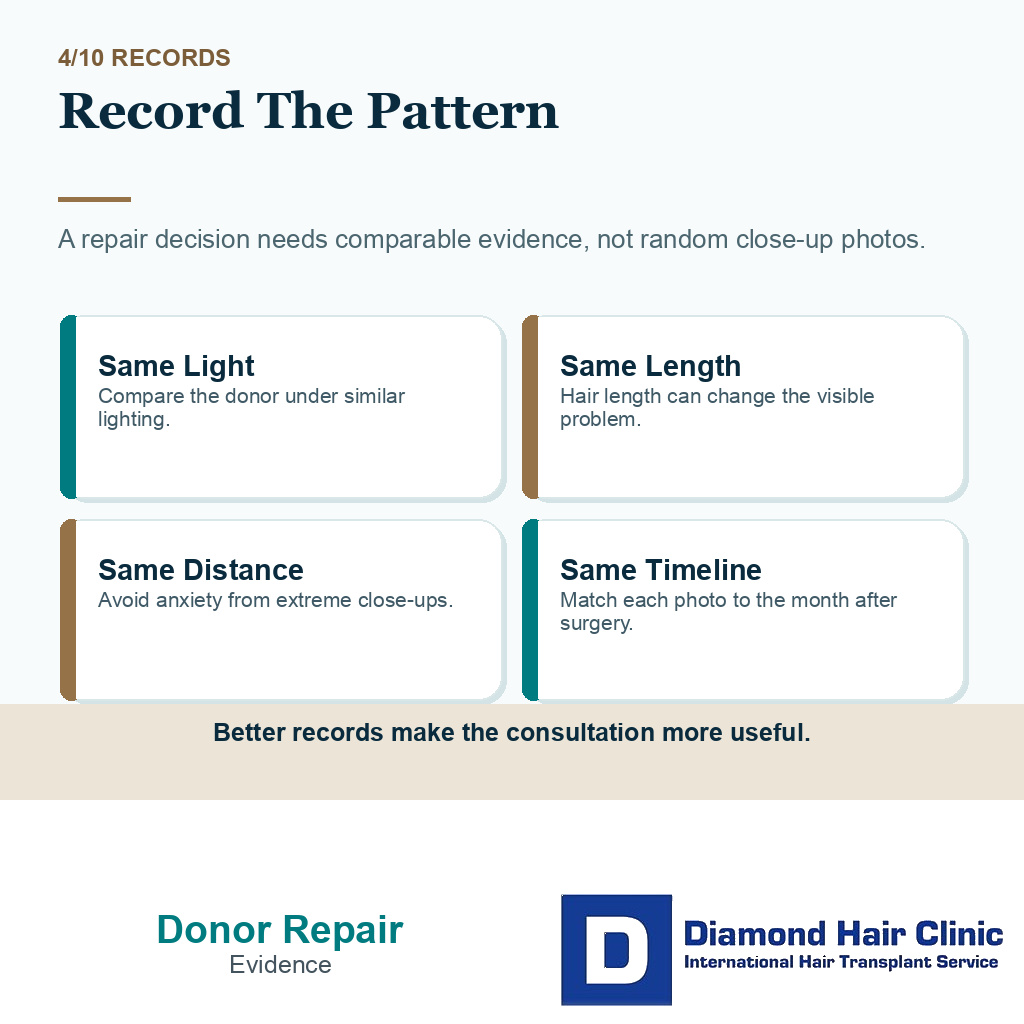 Overharvested donor area repair carousel slide 4 explaining consistent donor records