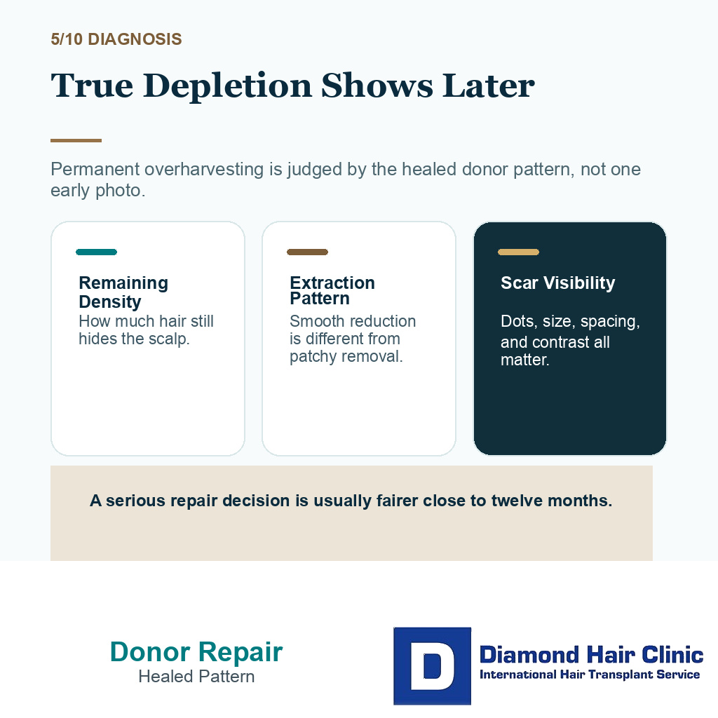 Overharvested donor area repair carousel slide 5 explaining true donor depletion
