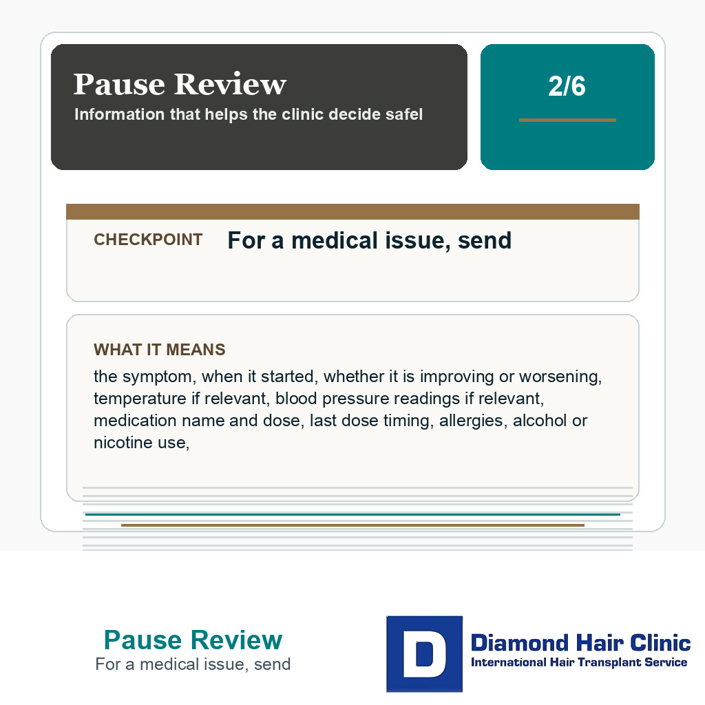 Pause Review carousel slide about for a medical issue, send