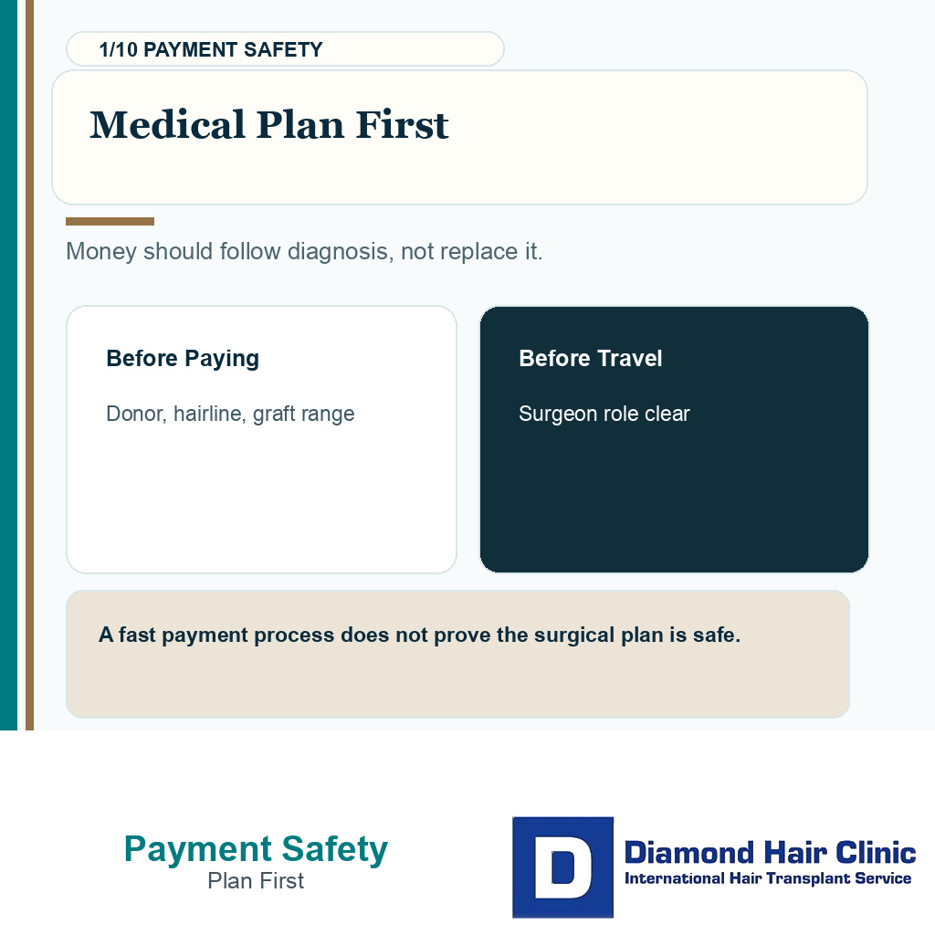 Payment safety carousel slide 1 explaining medical plan first