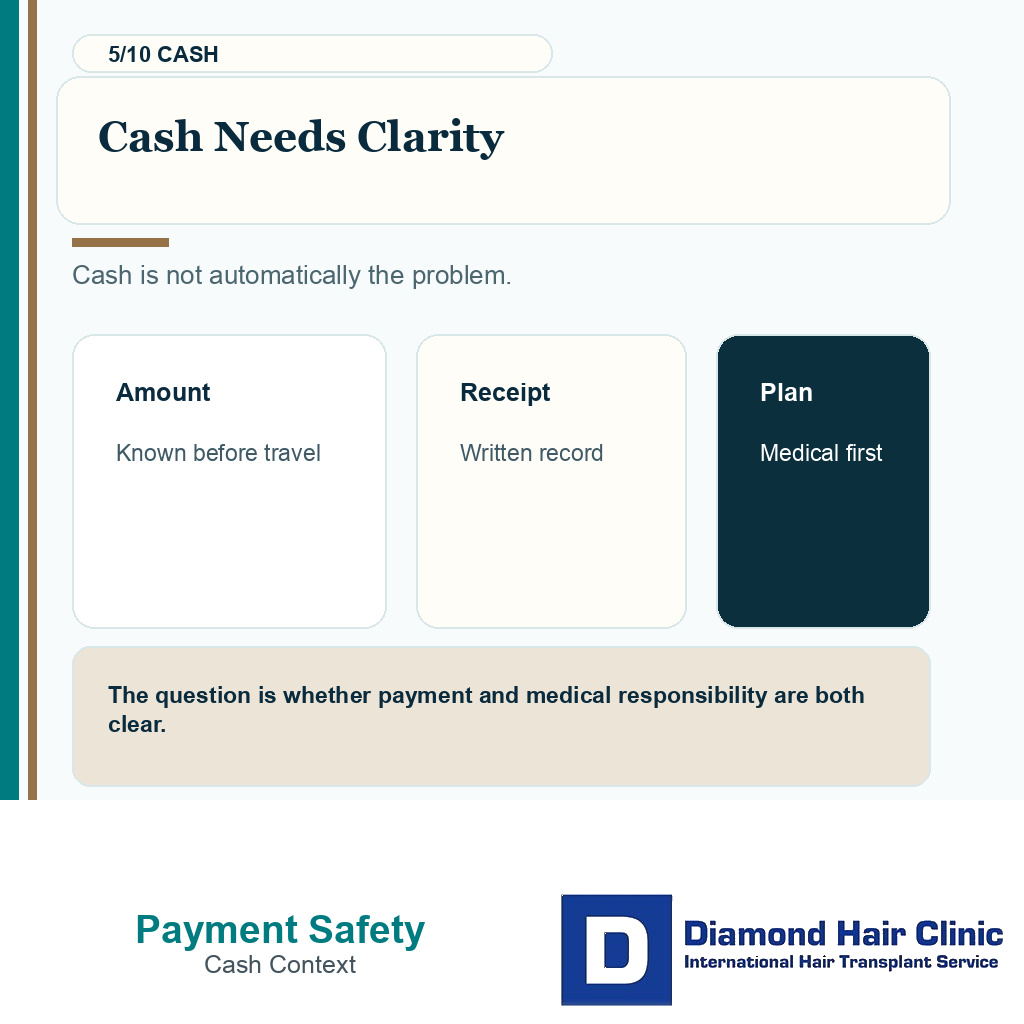Payment safety carousel slide 5 explaining cash payment clarity