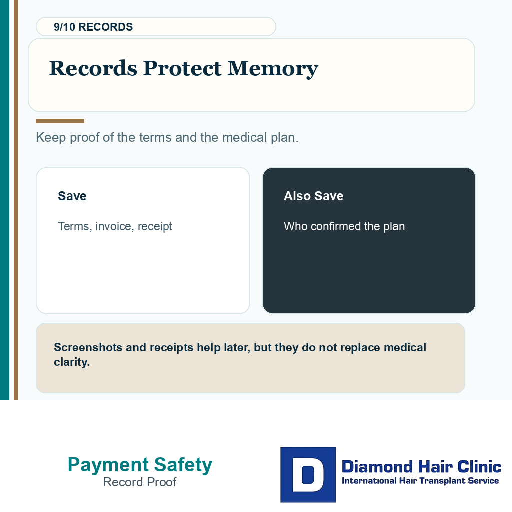 Payment safety carousel slide 9 explaining records protect memory