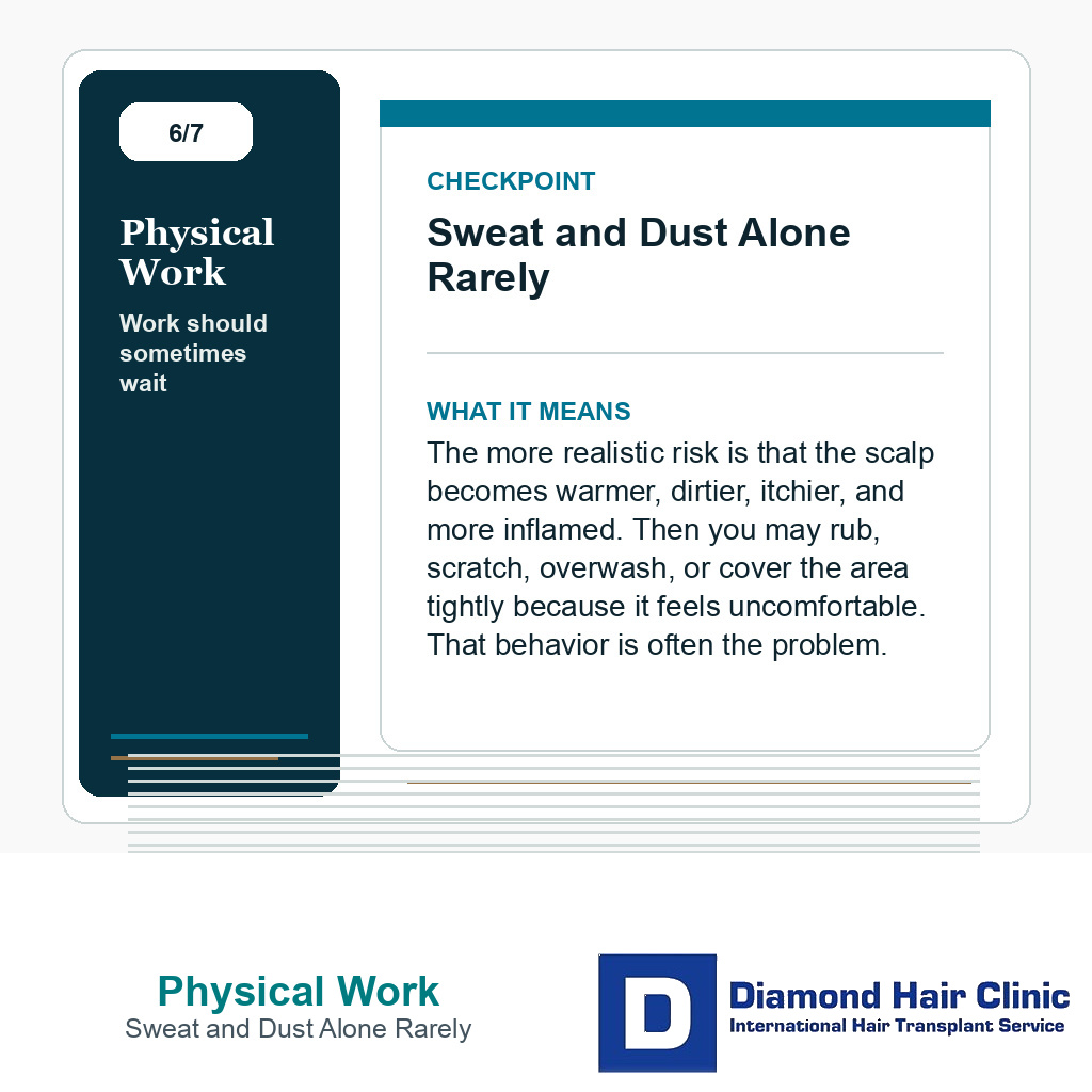 Physical Work carousel slide about sweat and dust alone rarely