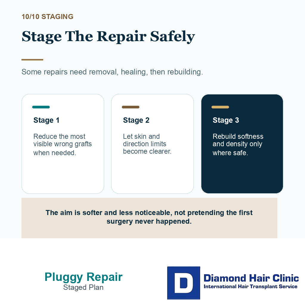 Pluggy hairline repair carousel slide 10 explaining stage the repair safely