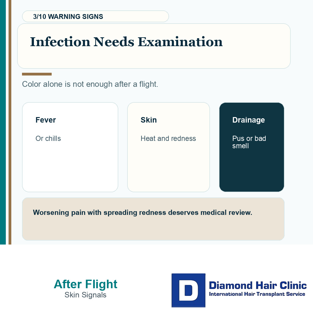 After flight recovery carousel slide 3 explaining infection signs after travel
