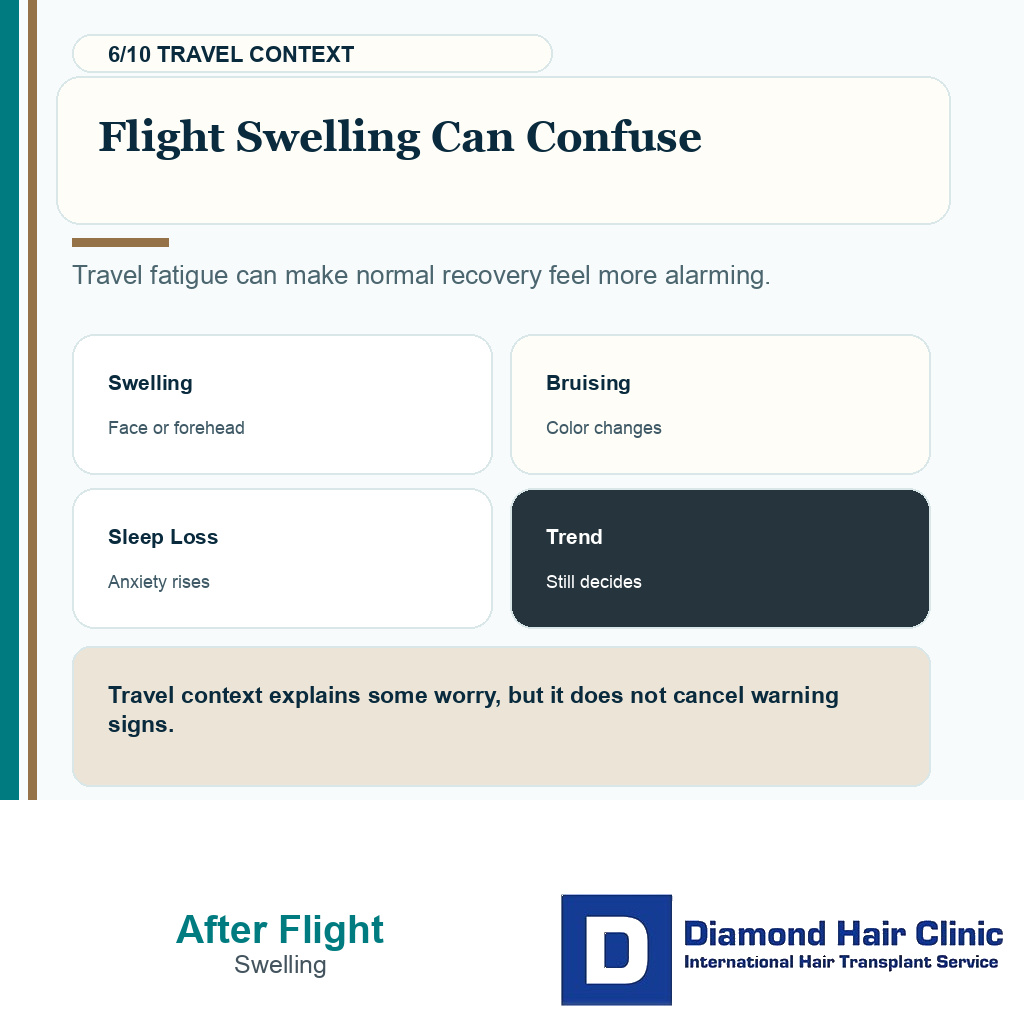 After flight recovery carousel slide 6 explaining swelling after flying