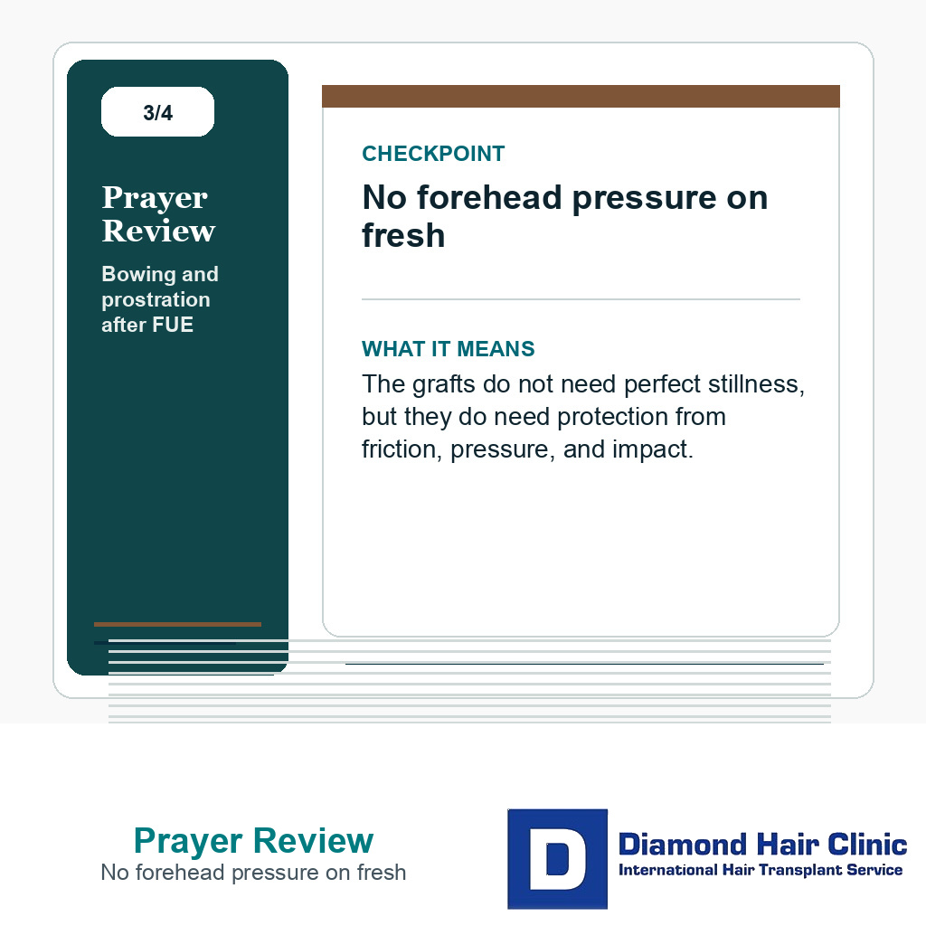 Prayer Review carousel slide about no forehead pressure on fresh