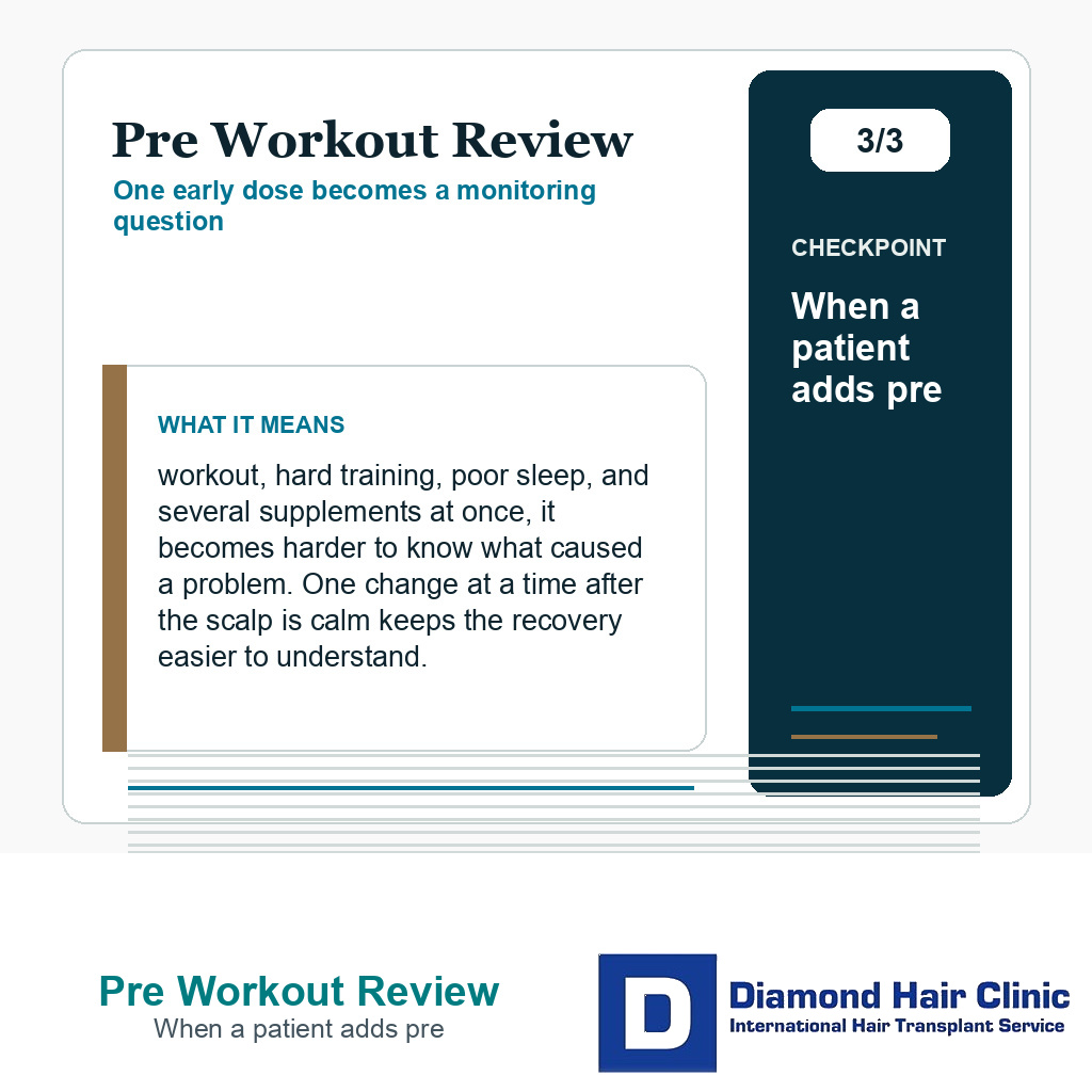 Pre Workout Review carousel slide about when a patient adds pre