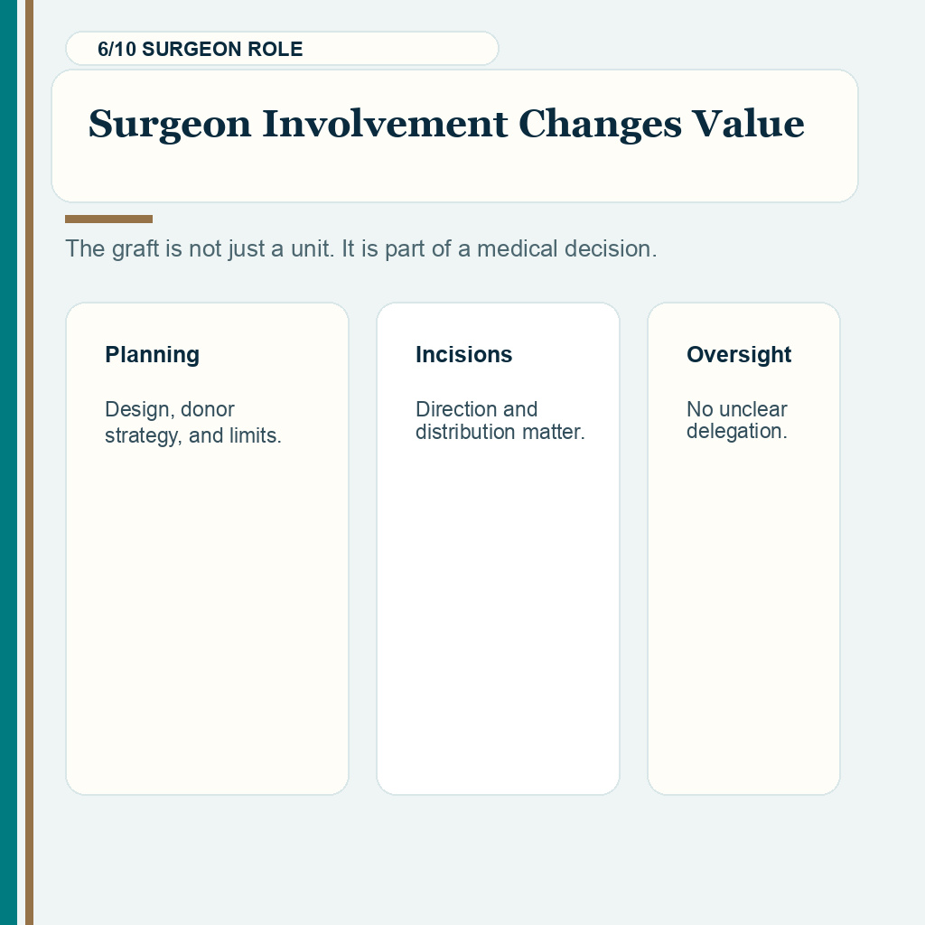 Price per graft hair transplant slide 6 explaining surgeon involvement changes value