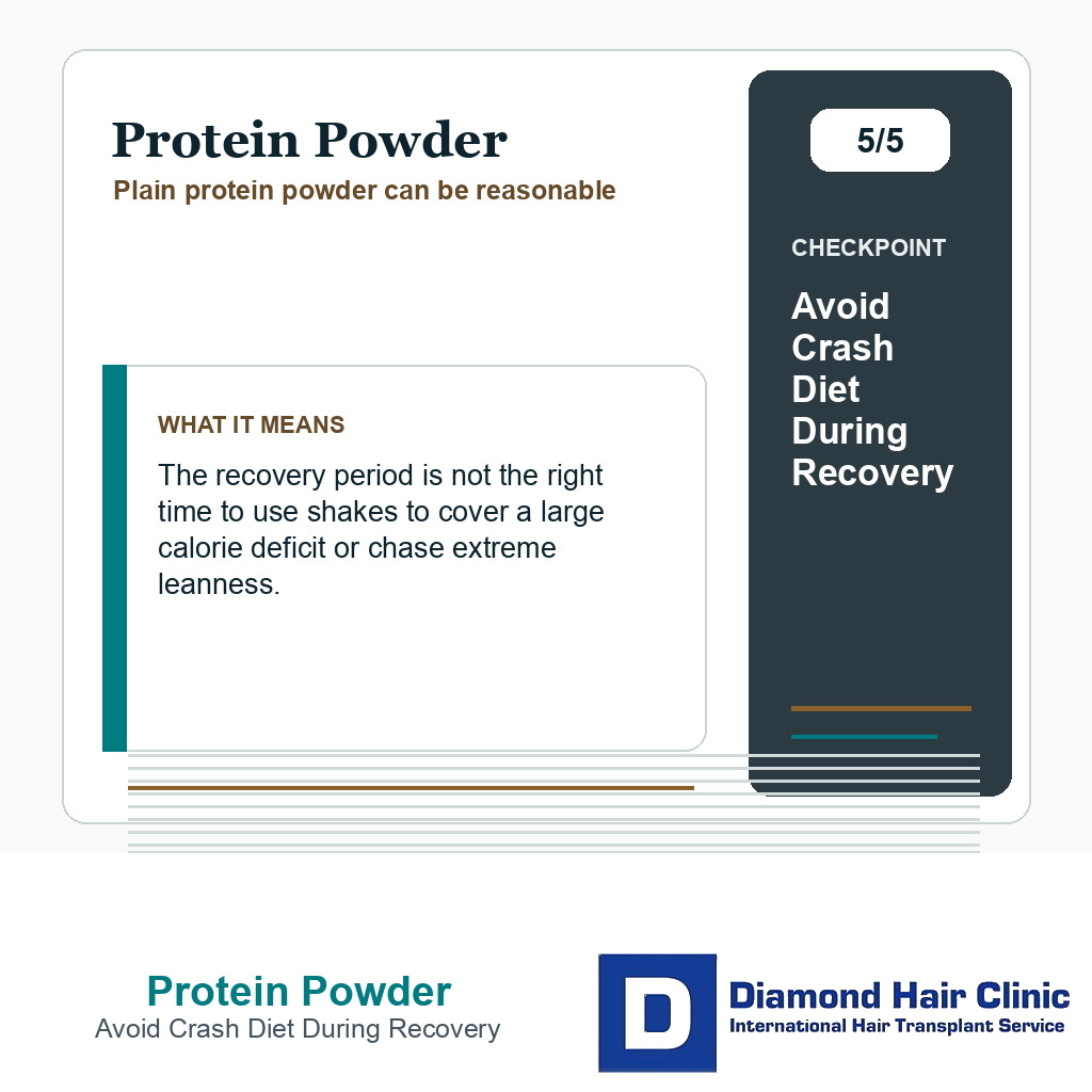 Protein Powder carousel slide about avoid crash diet during recovery