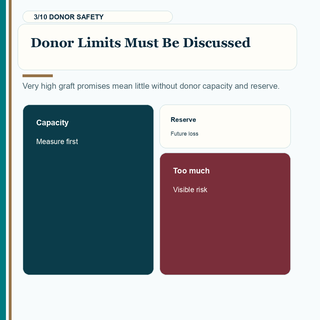 Slide 3 of 10 explaining why donor limits must be discussed before graft promises
