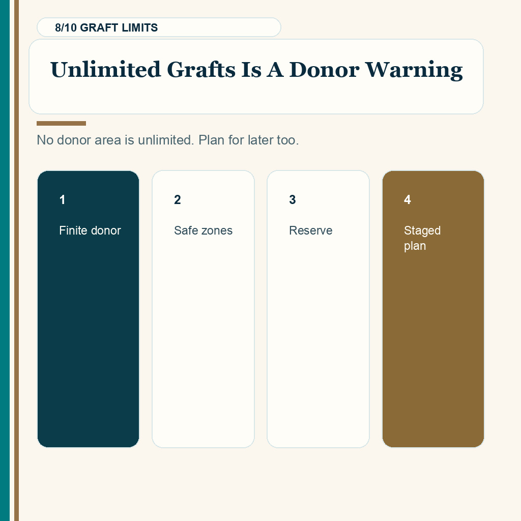 Slide 8 of 10 explaining why unlimited graft claims are a donor safety warning