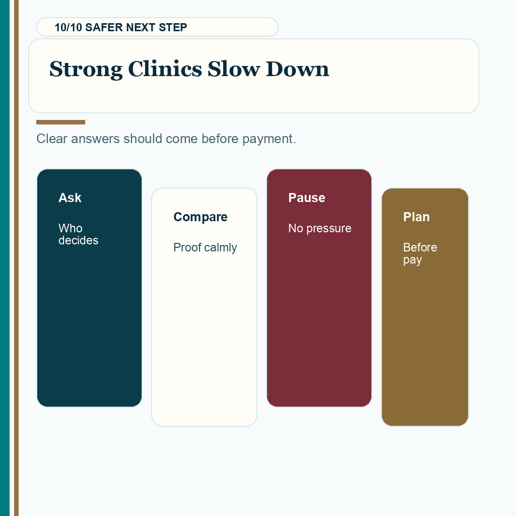 Slide 10 of 10 explaining why strong clinics slow the decision before surgery