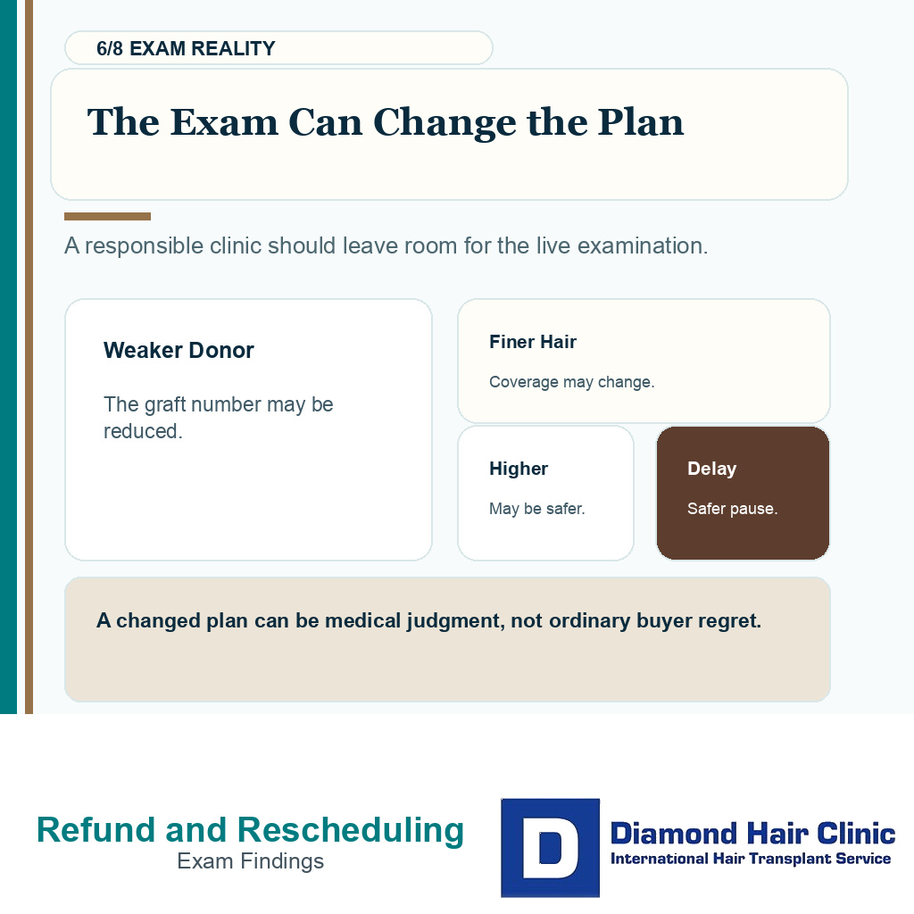 In person examination findings can change a hair transplant plan