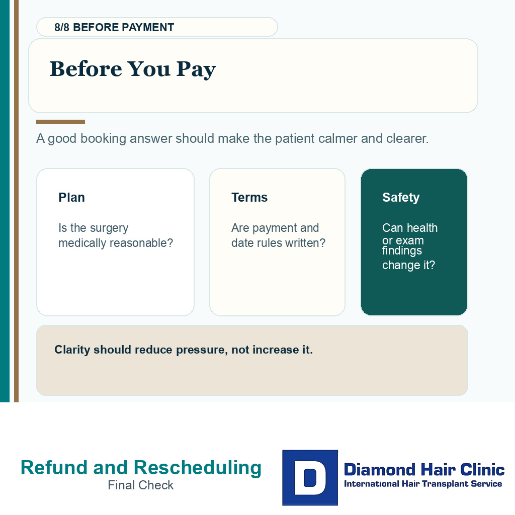 Three questions to ask before hair transplant payment changes booking pressure