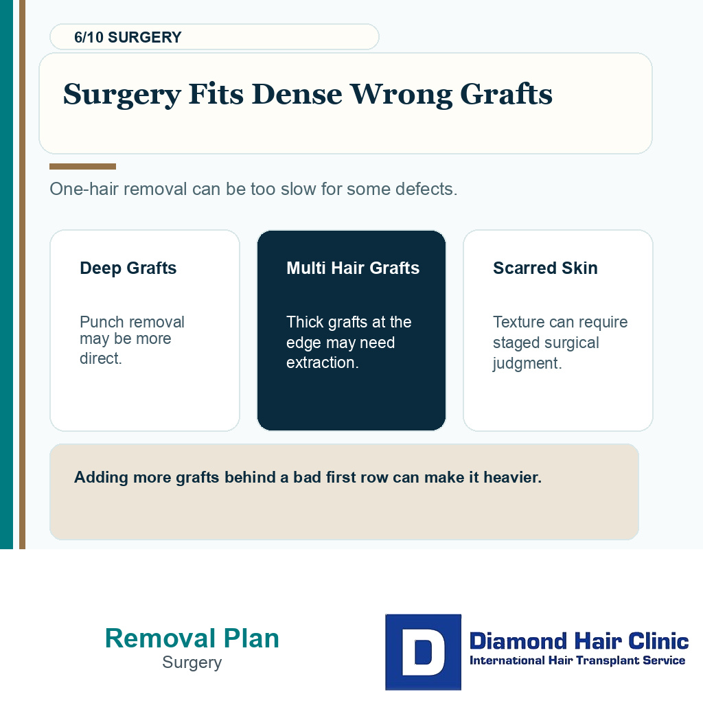 Removing transplanted hair carousel slide 6 explaining surgery fits dense wrong grafts