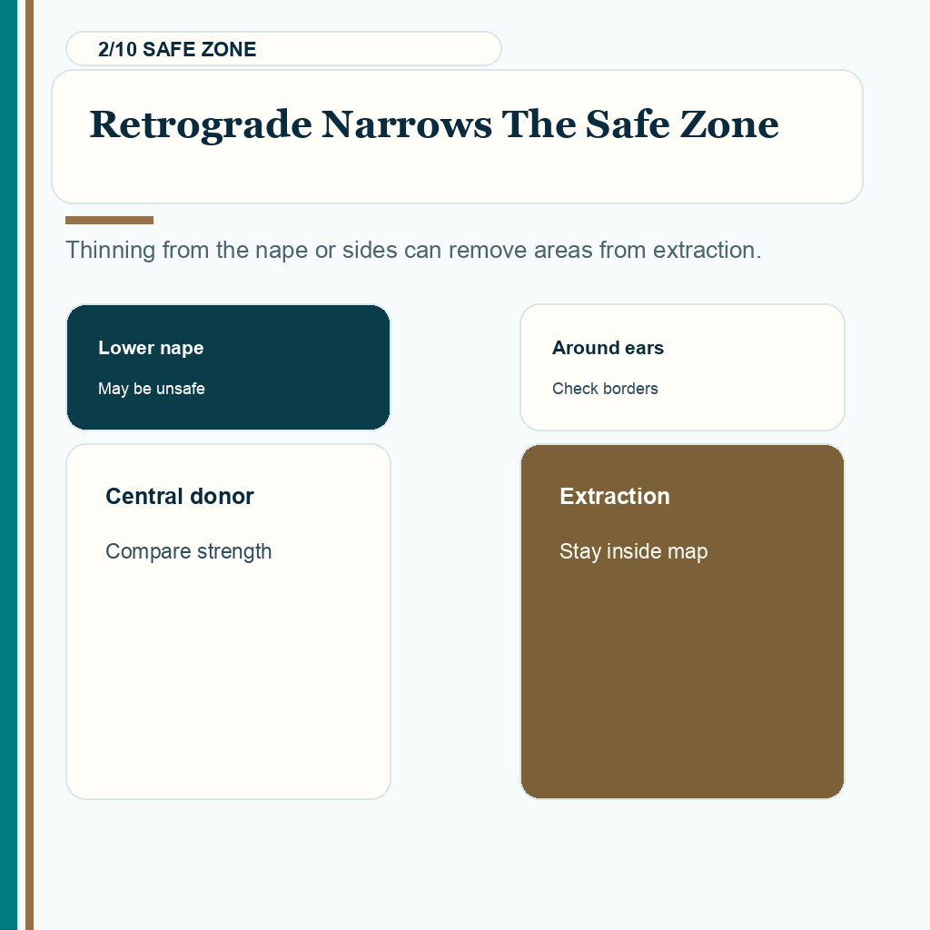 Retrograde alopecia and DUPA donor reliability slide 2 about retrograde narrows the safe zone