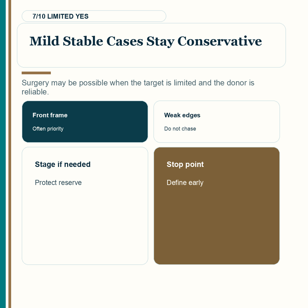Retrograde alopecia and DUPA donor reliability slide 7 about mild stable cases stay conservative