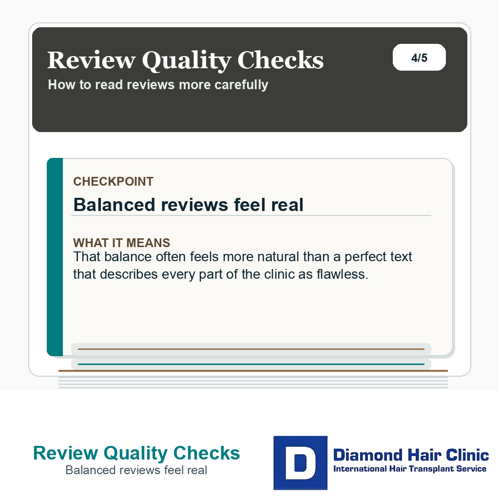 Review Quality Checks carousel slide about balanced reviews feel real
