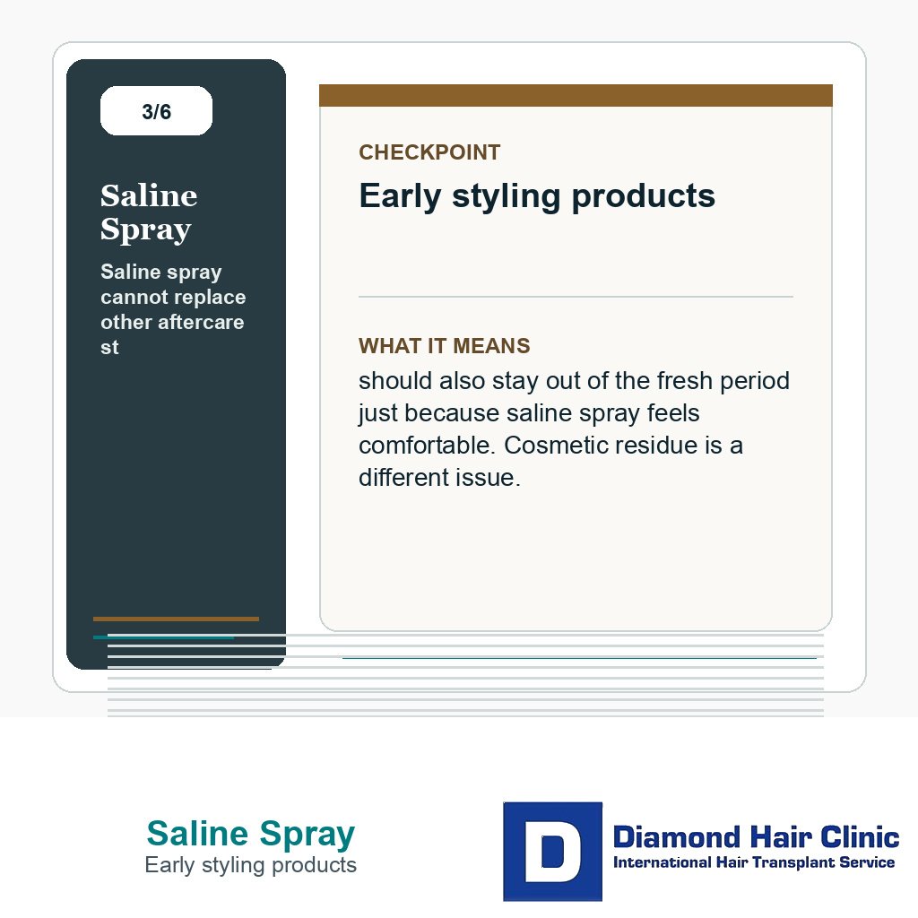 Saline Spray carousel slide about early styling products